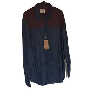 PD&C MENS SHIRT BLUE AND CHECKERED PRINT XXL
